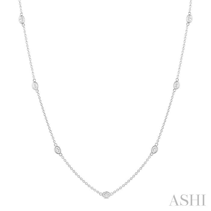Oval Shape Diamond Station Necklace