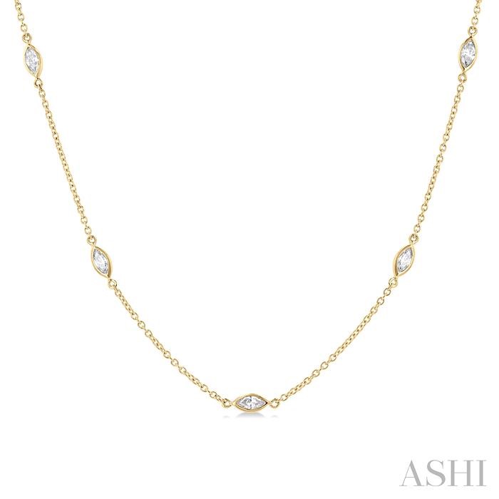 MARQUISE SHAPE DIAMOND STATION NECKLACE