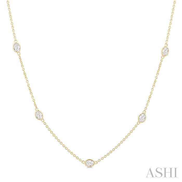 Oval Shape Diamond Station Necklace