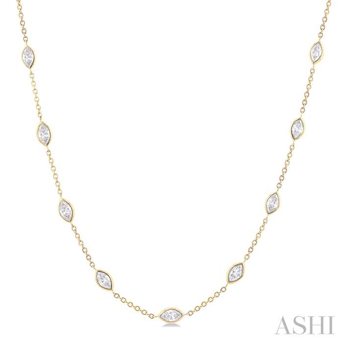 Marquise Shape Diamond Station Necklace