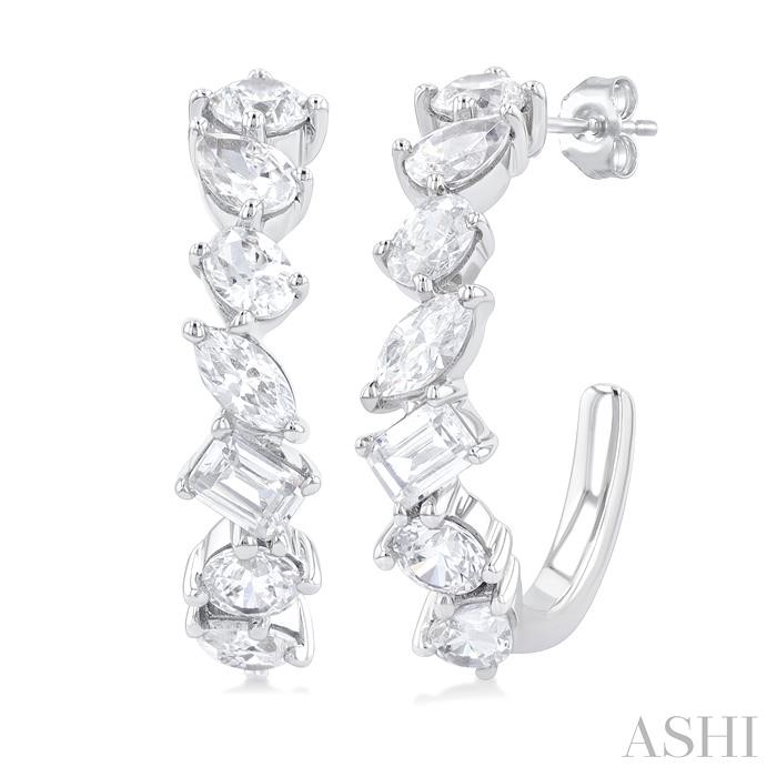 Mixed Shape Scatter Diamond Fashion Half Hoop Earrings
