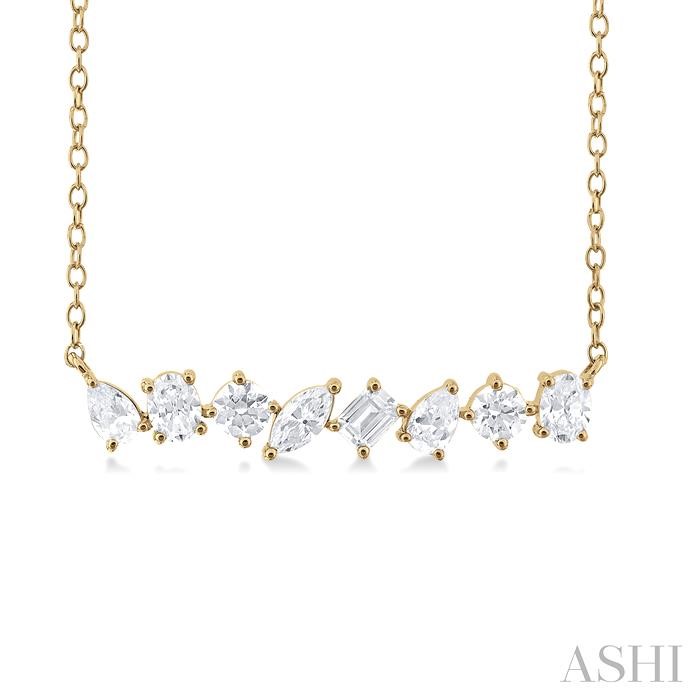 MIXED SHAPE SCATTER DIAMOND FASHION NECKLACE