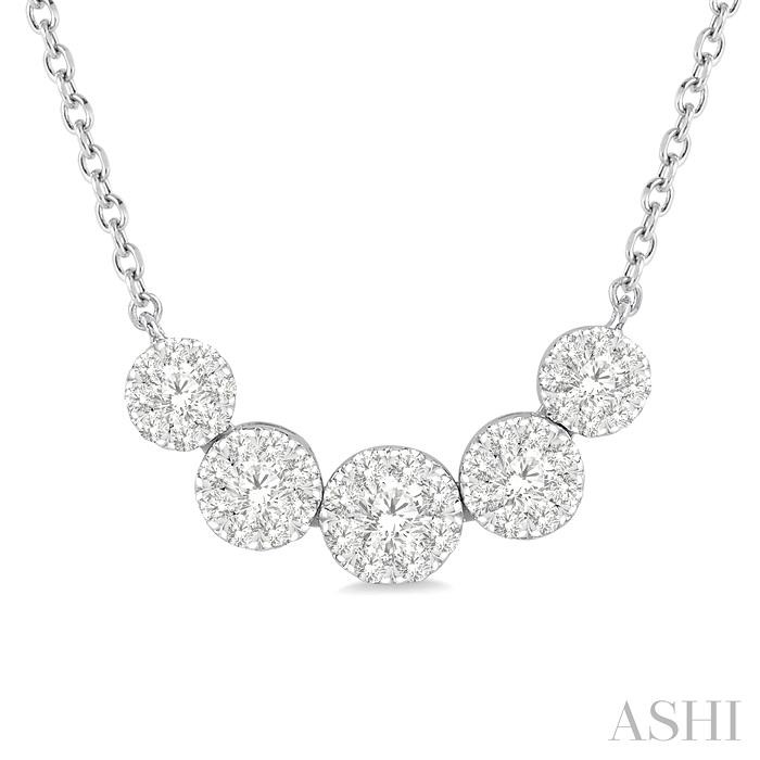 ROUND SHAPE 5 STONE LOVEBRIGHT ESSENTIAL DIAMOND SMILE NECKLACE