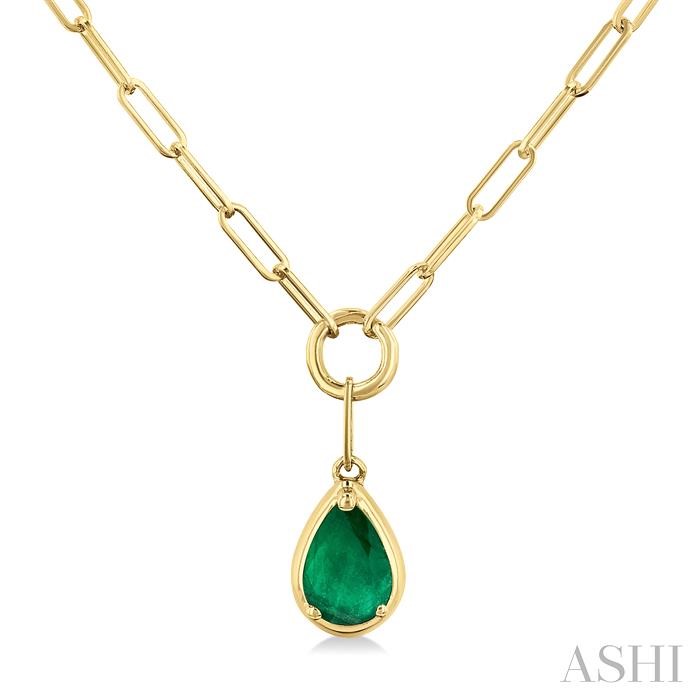 Pear Shape Paperclip Gemstone Pendant