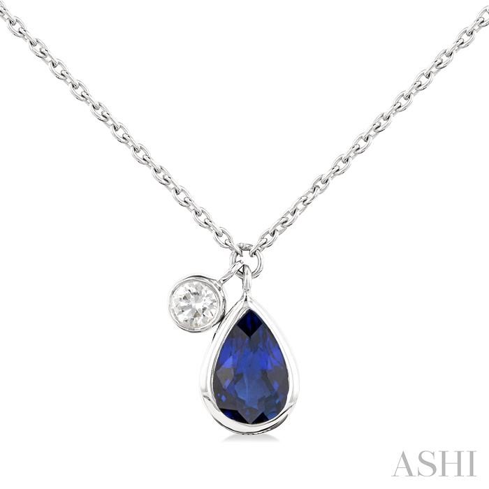 PEAR SHAPE BEZEL SET GEMSTONE & DIAMOND NECKLACE