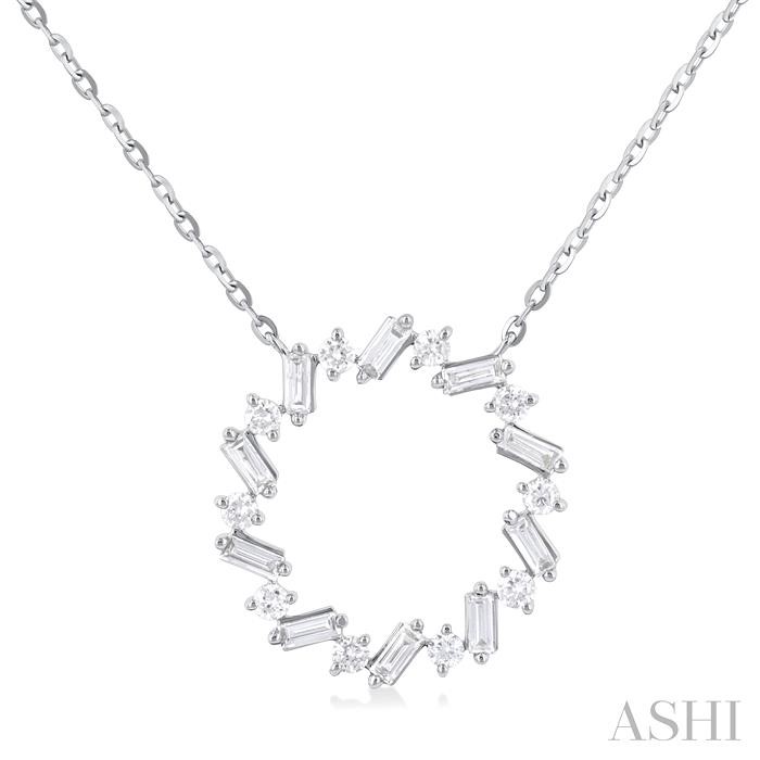 CIRCLE SCATTER BAGUETTE DIAMOND NECKLACE