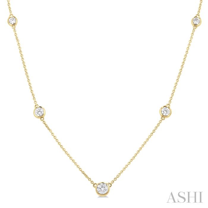 BEZEL SET GRADUATED DIAMOND STATION NECKLACE