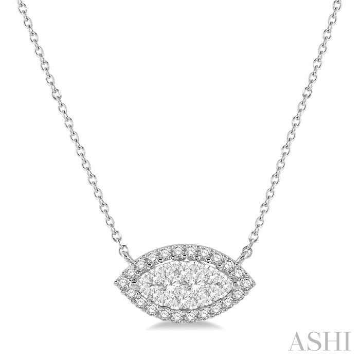 MARQUISE SHAPE EAST-WEST HALO LOVEBRIGHT ESSENTIAL DIAMOND NECKLACE