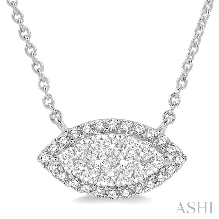 Marquise Shape East-West Halo Lovebright Essential Diamond Pendant