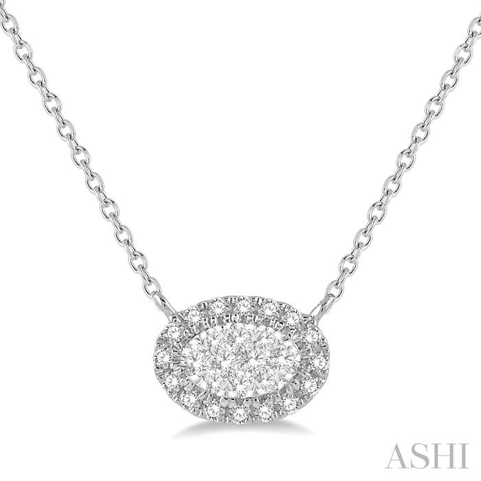 OVAL SHAPE EAST-WEST HALO LOVEBRIGHT ESSENTIAL DIAMOND NECKLACE