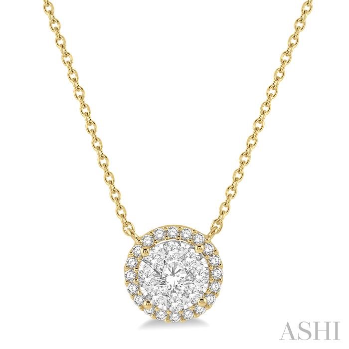 Round Shape Halo Lovebright Essential Diamond Pendant
