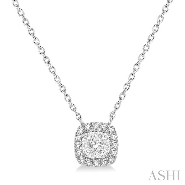 CUSHION SHAPE HALO LOVEBRIGHT ESSENTIAL DIAMOND NECKLACE