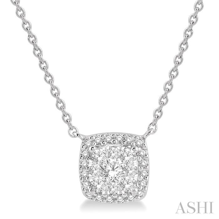 CUSHION SHAPE HALO LOVEBRIGHT ESSENTIAL DIAMOND NECKLACE