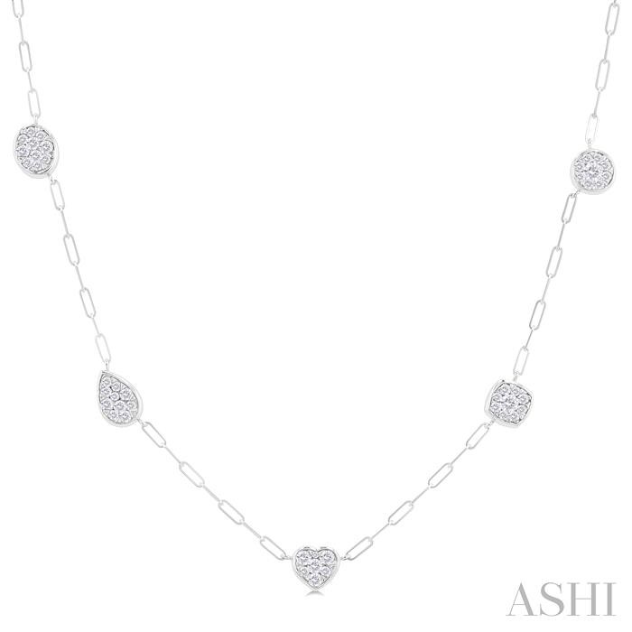 MIXED SHAPE LOVEBRIGHT DIAMOND STATION NECKLACE