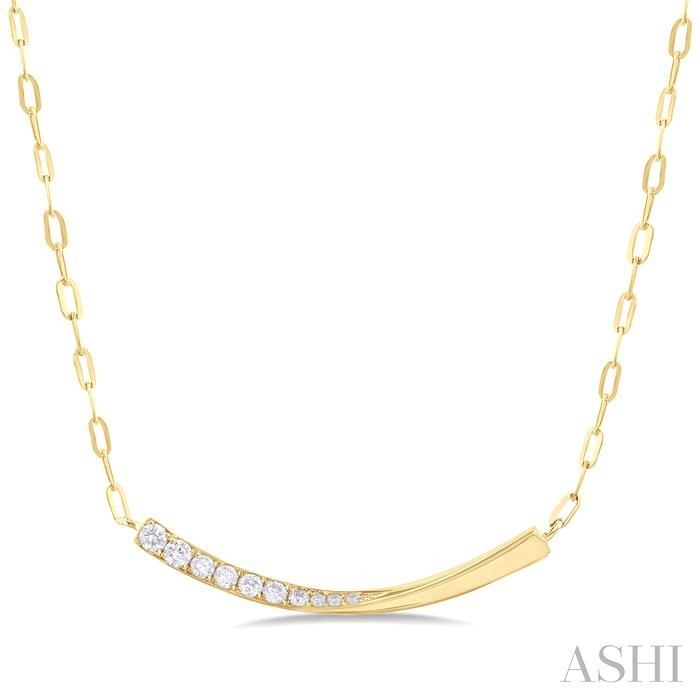 Paperclip Bar Diamond Smile Necklace