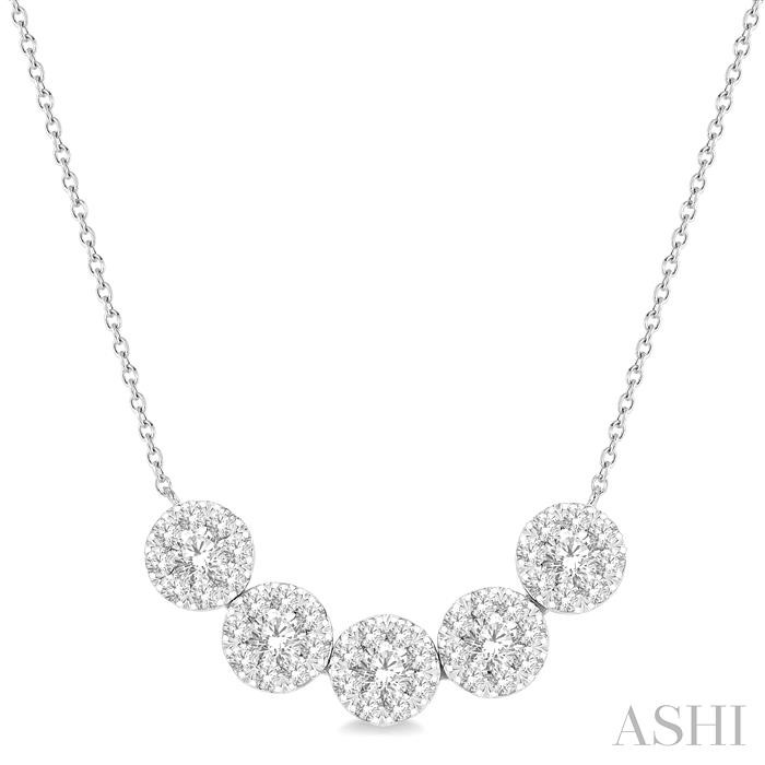 ROUND SHAPE 5 STONE LOVEBRIGHT ESSENTIAL DIAMOND SMILE NECKLACE