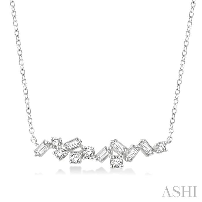 SCATTER BAGUETTE DIAMOND FASHION NECKLACE