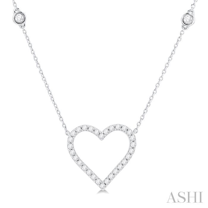 HEART SHAPE DIAMOND STATION NECKLACE