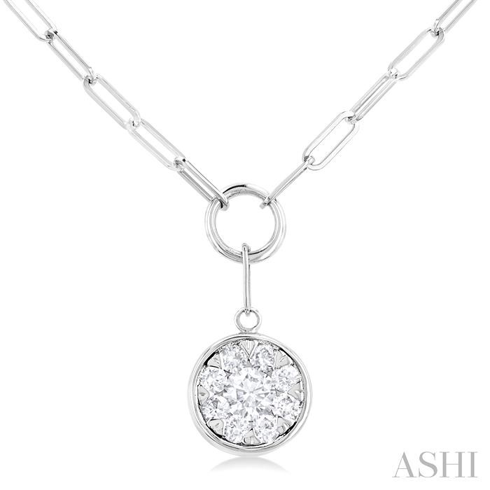 Round Shape Lovebright Bezel Paperclip Necklace